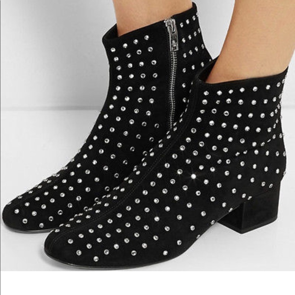 Saint Laurent crystal-embellished suede ankle boot